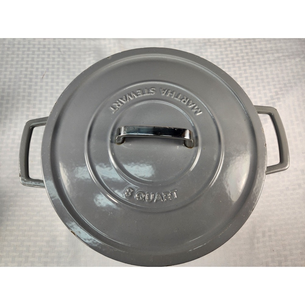 8 Quart Martha Stewart Enamel Cast Iron Dutch‎ Oven With Lid ( Gray )
